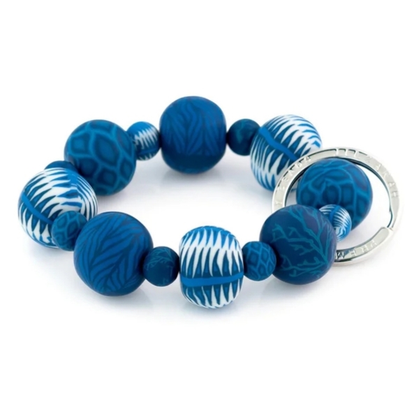 Jilzarah Original Handmade Clay Wrist Keychain Navajo Blue - Picture 4 of 8